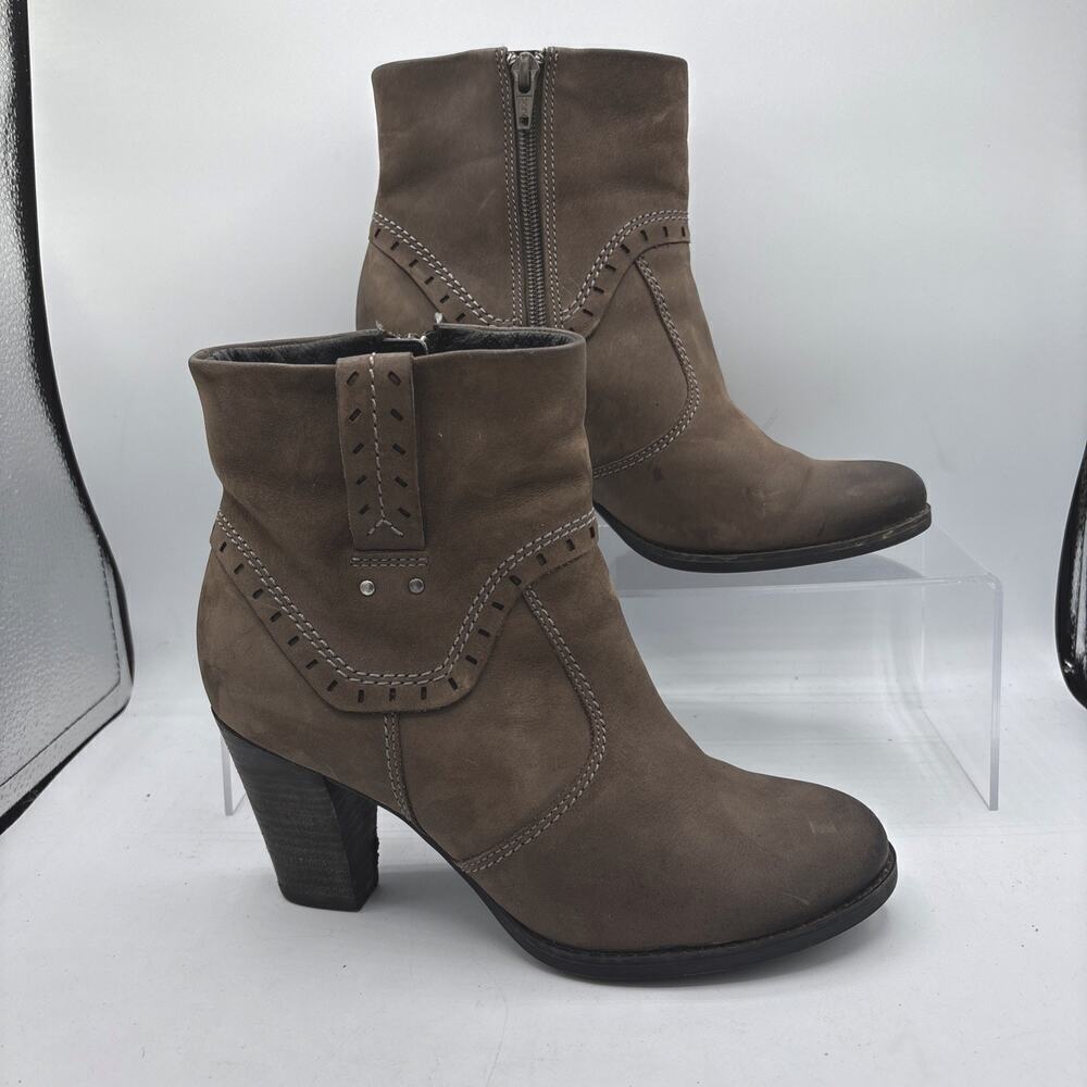 Clarks Alpine Gale Western Booties Side Zip Women’s Size 7.5M Brown Leather
